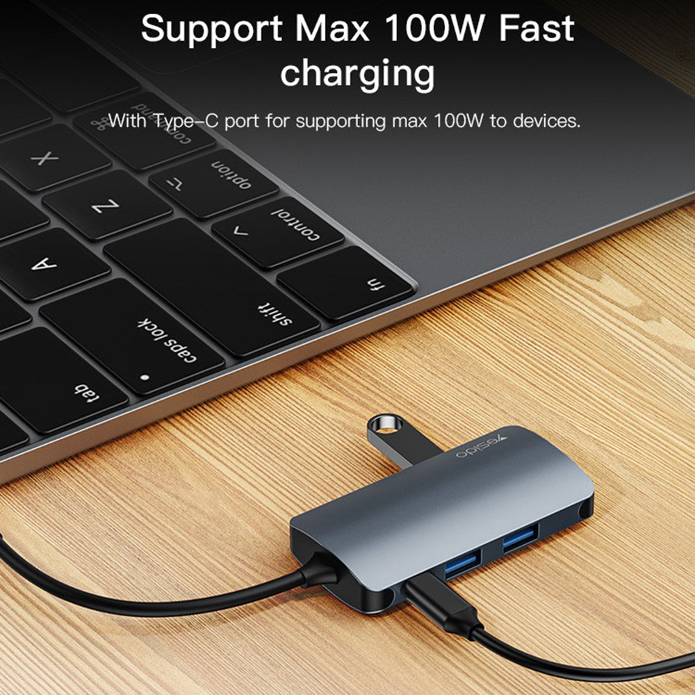 Hub USB-C Yesido HB16, 7in1, Γκρι