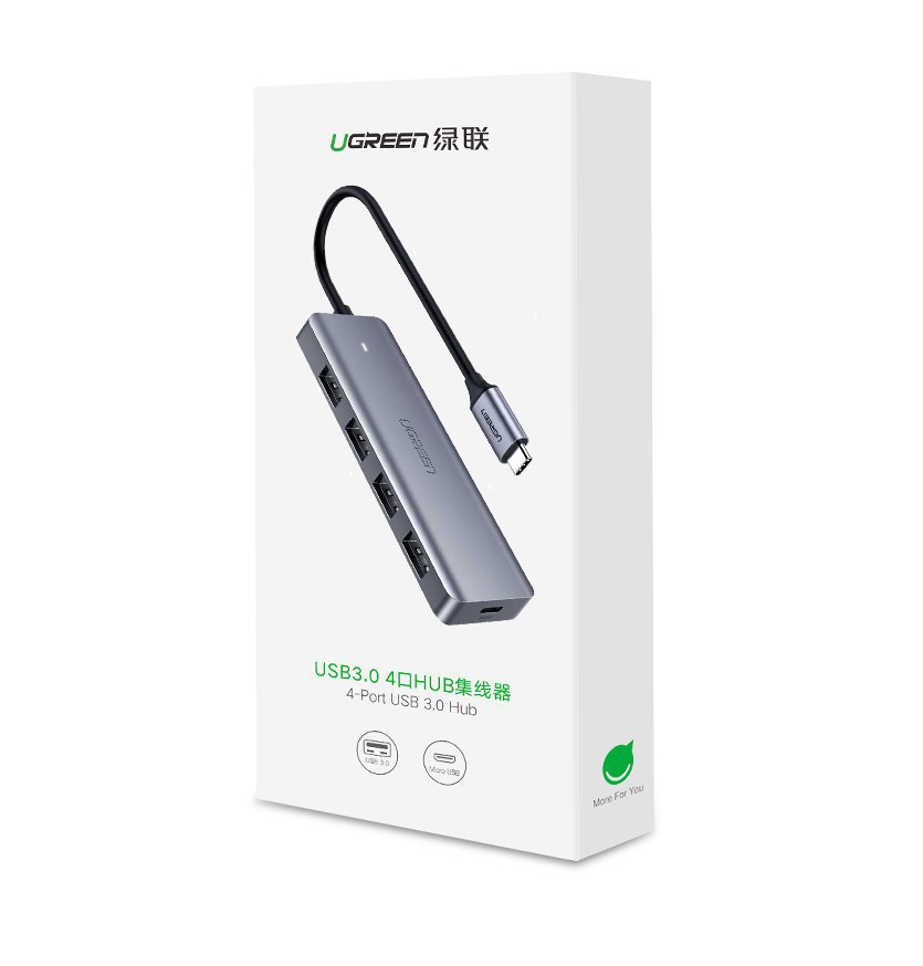 Hub USB-C UGREEN CM219, 4 x USB-A 3.0 - 1 x USB-C, Γκρι