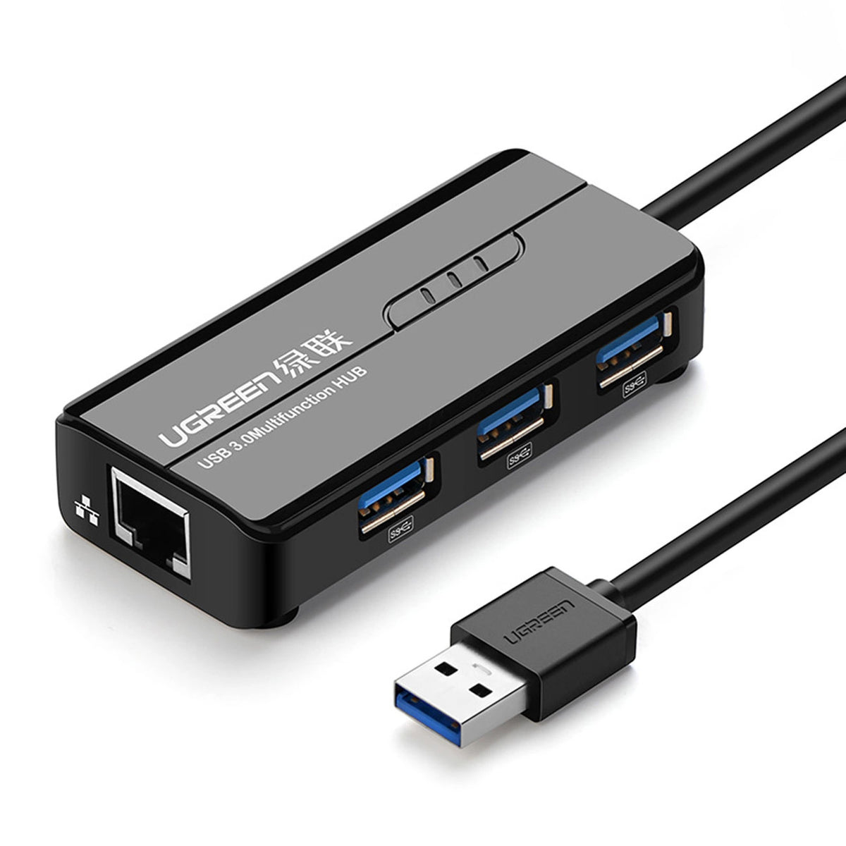Hub USB UGREEN 20265, 3 x USB-A 3.0 - 1 x RJ45, Μαύρο