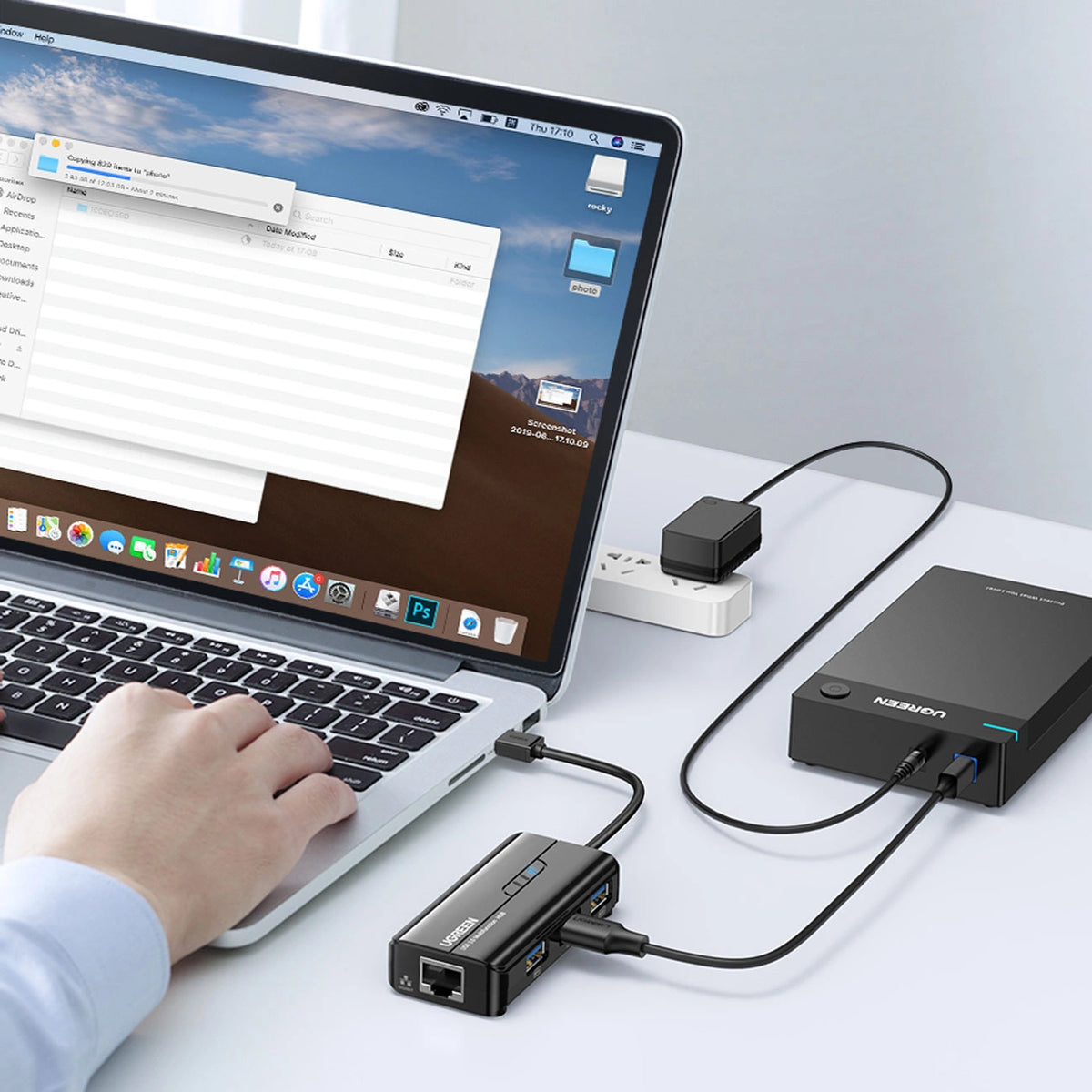 Hub USB UGREEN 20265, 3 x USB-A 3.0 - 1 x RJ45, Μαύρο