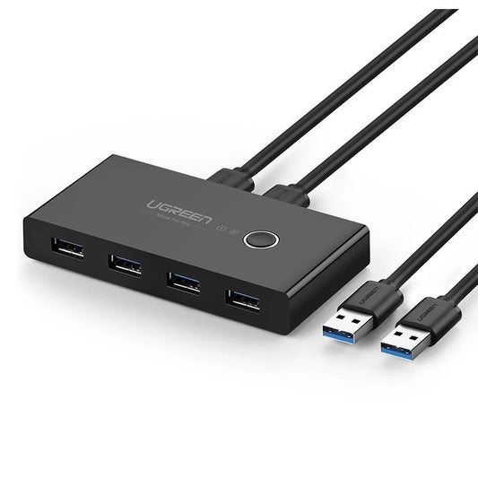 USB Hub UGREEN US216 Πλαίσιο διακόπτη δύο κοινοτήτων, 4 x USB-A 3.0, μαύρο