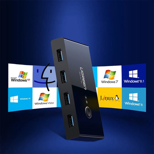 USB Hub UGREEN US216 Πλαίσιο διακόπτη δύο κοινοτήτων, 4 x USB-A 3.0, μαύρο