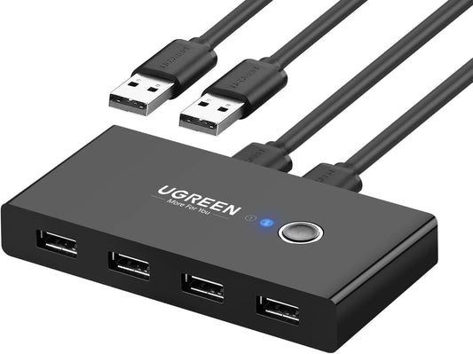 Διανομέας USB UGREEN US216 Πλαίσιο διακόπτη κοινής χρήσης, 4 x USB-A, μαύρο