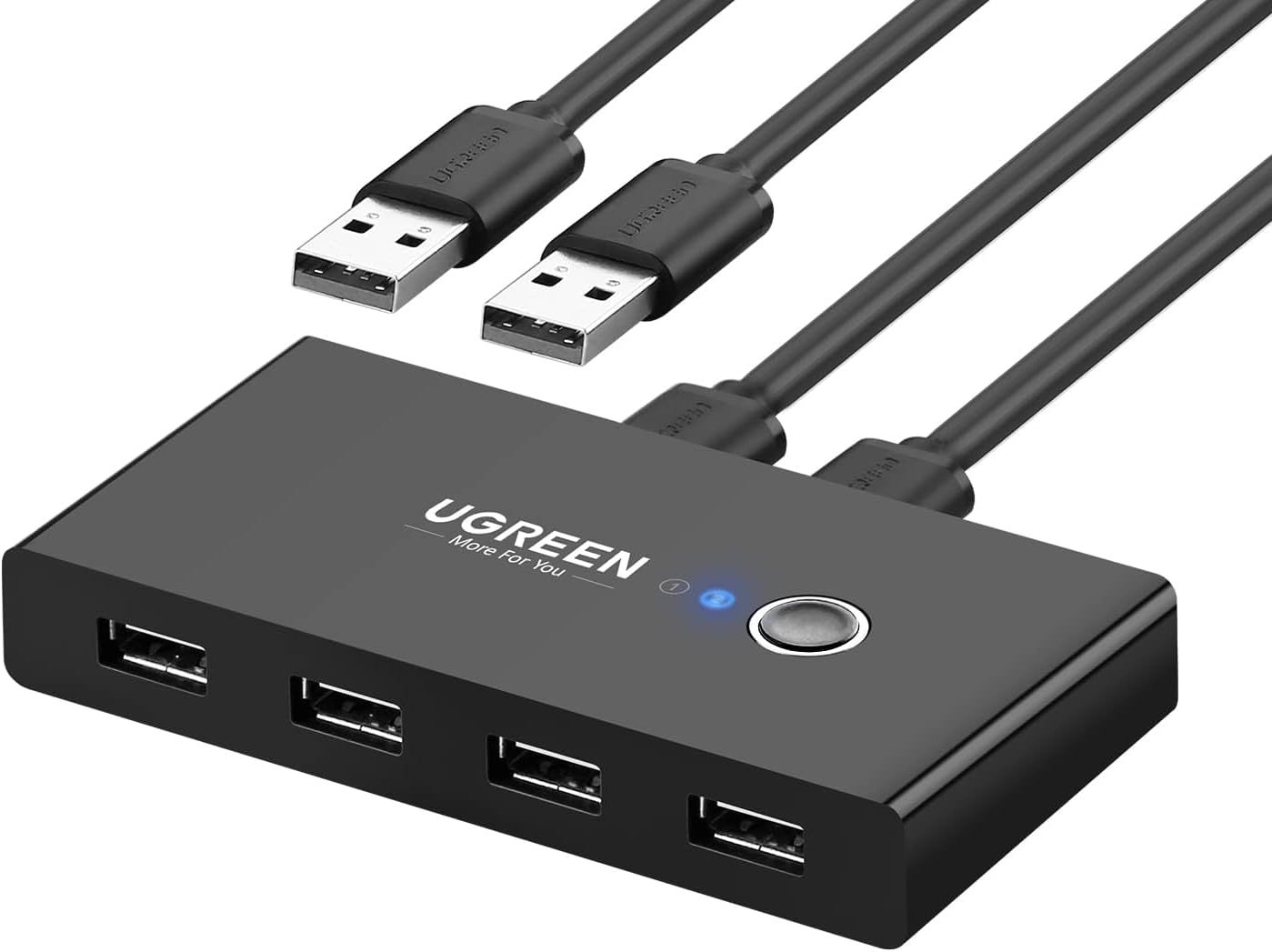Διανομέας USB UGREEN US216 Πλαίσιο διακόπτη κοινής χρήσης, 4 x USB-A, μαύρο