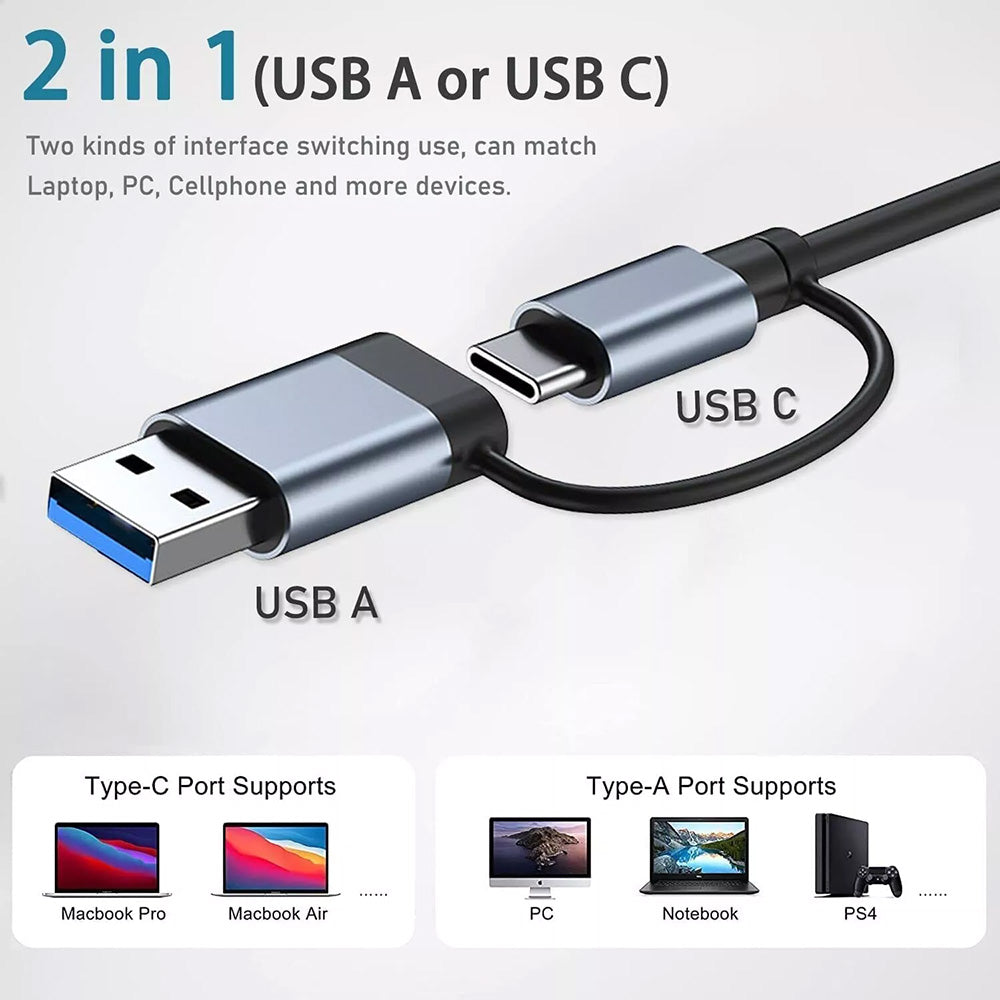 Hub USB / USB-C Techsuit H8 DataBridge, 4in1, Γκρι
