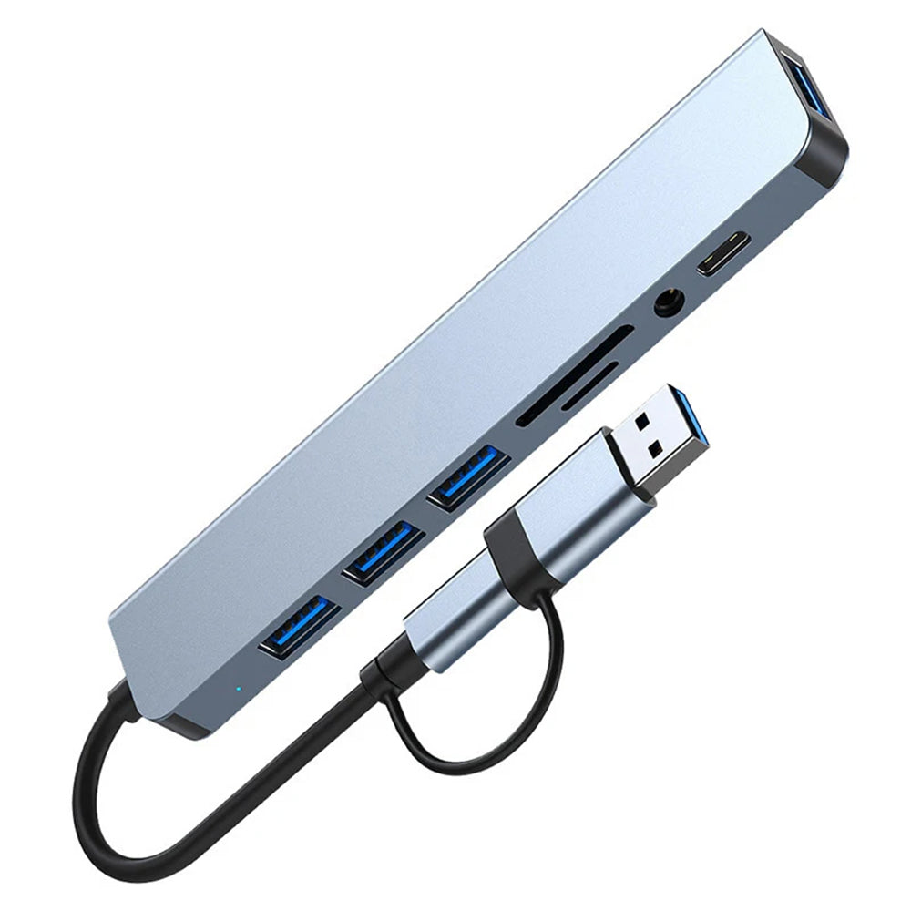 Hub USB / USB-C Techsuit H9 DataBridge, 8in1, Γκρι