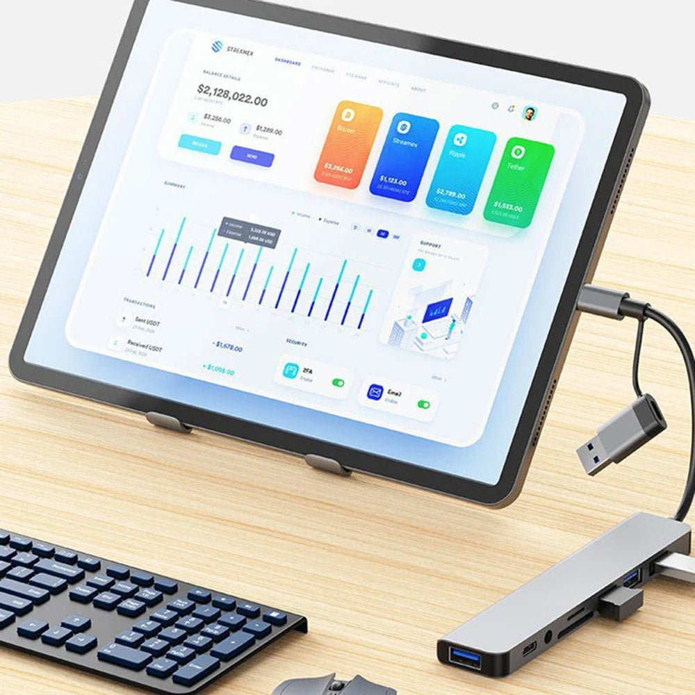 Hub USB / USB-C Techsuit H9 DataBridge, 8in1, Γκρι