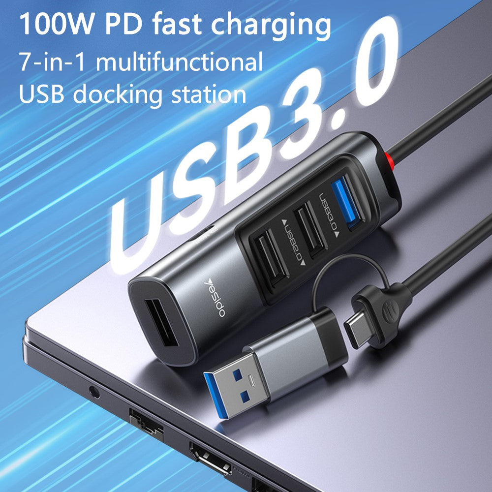 USB / USB-C Yesido HB20, 5in1, Gray