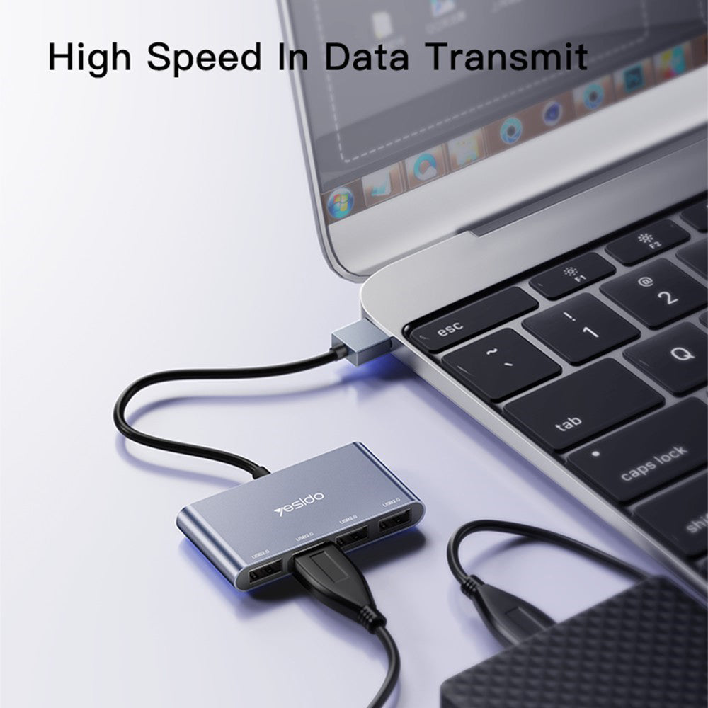 Hub USB Yesido HB12, 4in1, Γκρι