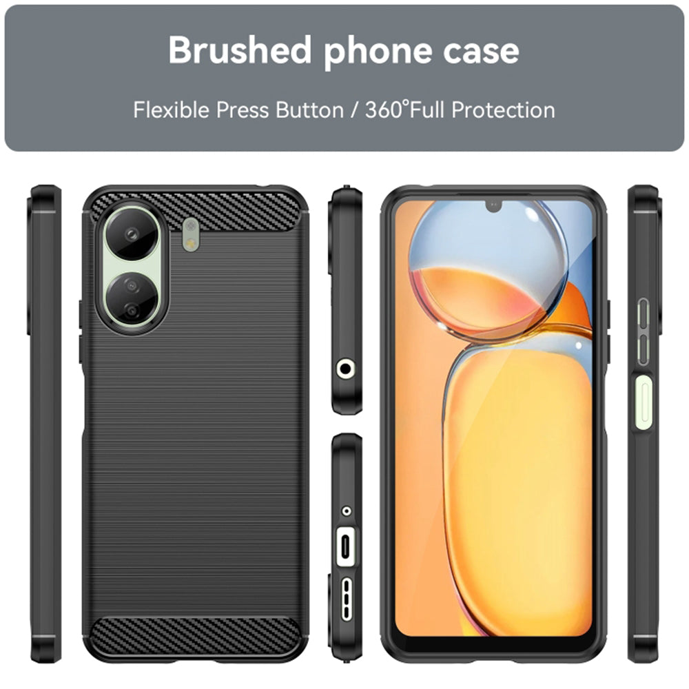 Θήκη με Προστασία Κάμερας για Xiaomi Poco C65 / Redmi 13C, Techsuit, Καρμπόν, Μαύρη