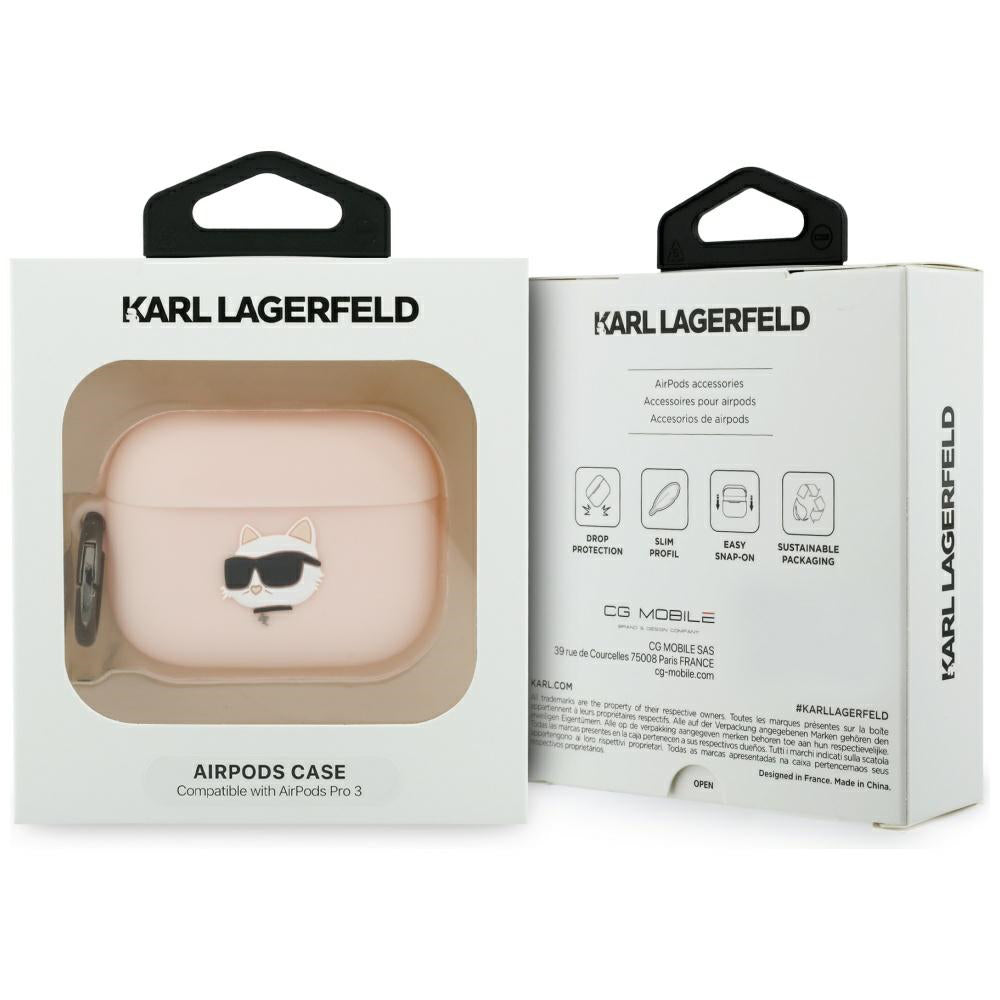 Θήκη Karl Lagerfeld Silicone Choupette's Head 3D για Apple AirPods Pro 3, Ροζ