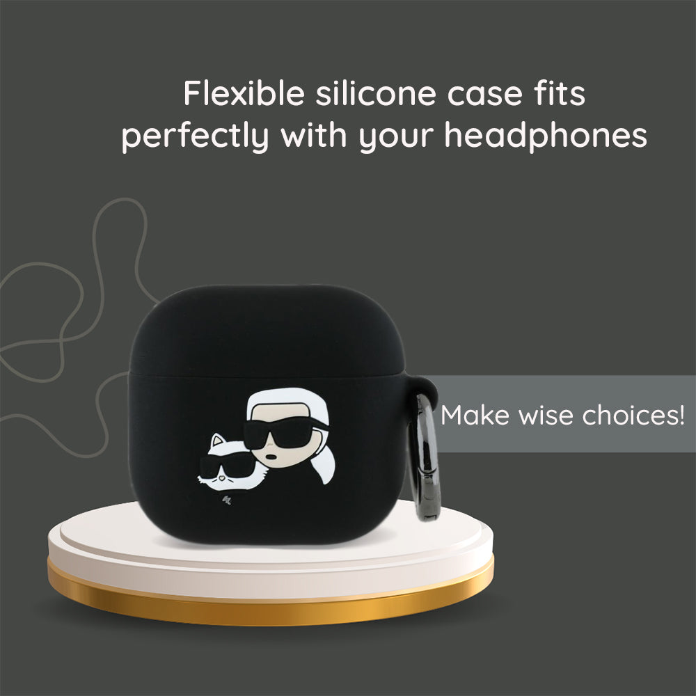 Θήκη Karl Lagerfeld 3D Karl & Choupette's Heads για Apple AirPods 4, Μαύρη