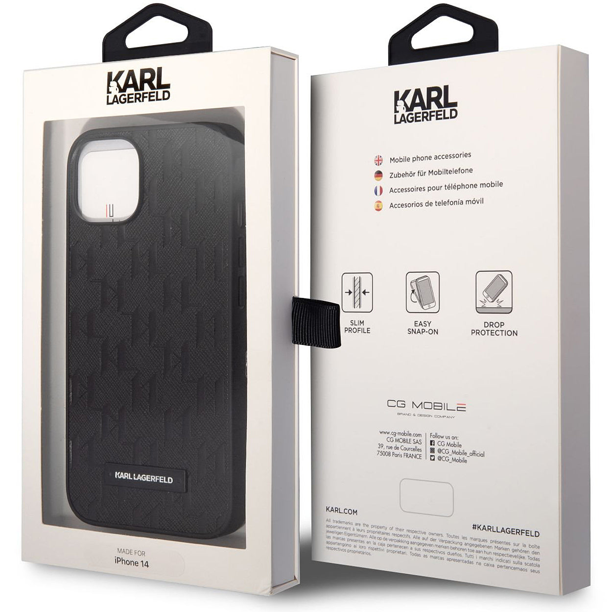 Θήκη για Apple iPhone 14 Plus, Karl Lagerfeld, Saffiano Monogram Metal Logo, Μαύρη