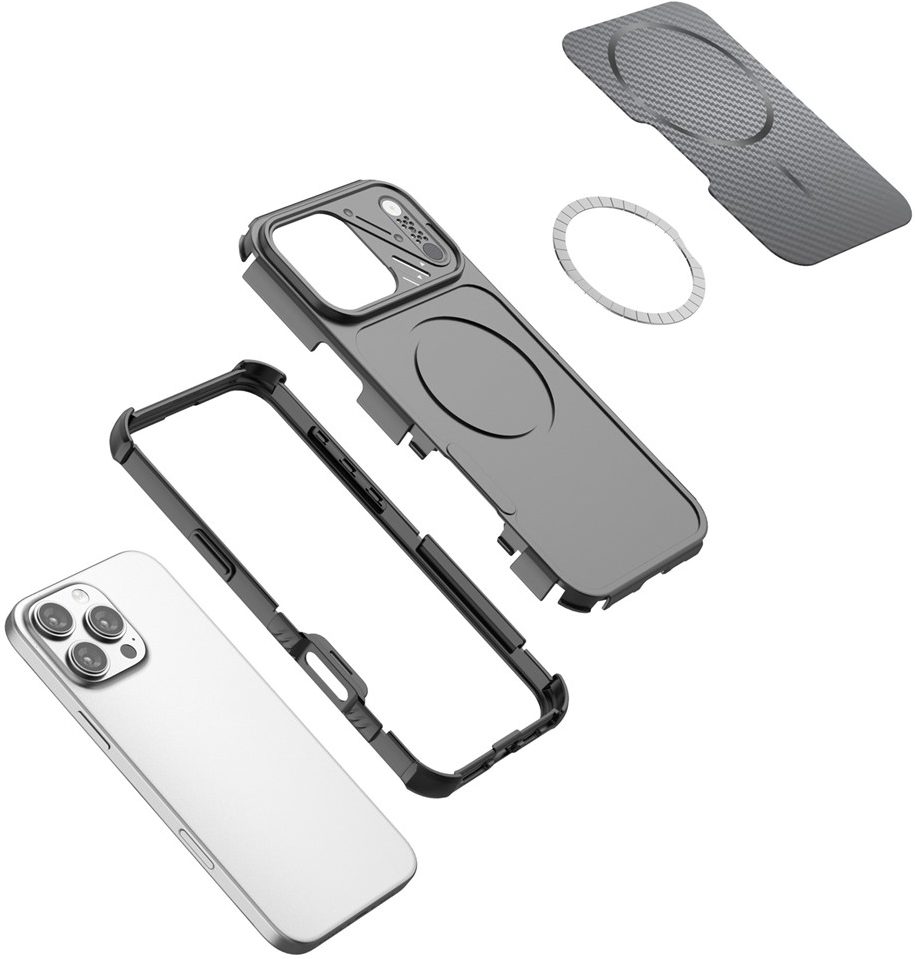 Θήκη MagSafe για Apple iPhone 16 Pro, OEM, Προστασία από Άνθρακα και Γωνίες, Μαύρη