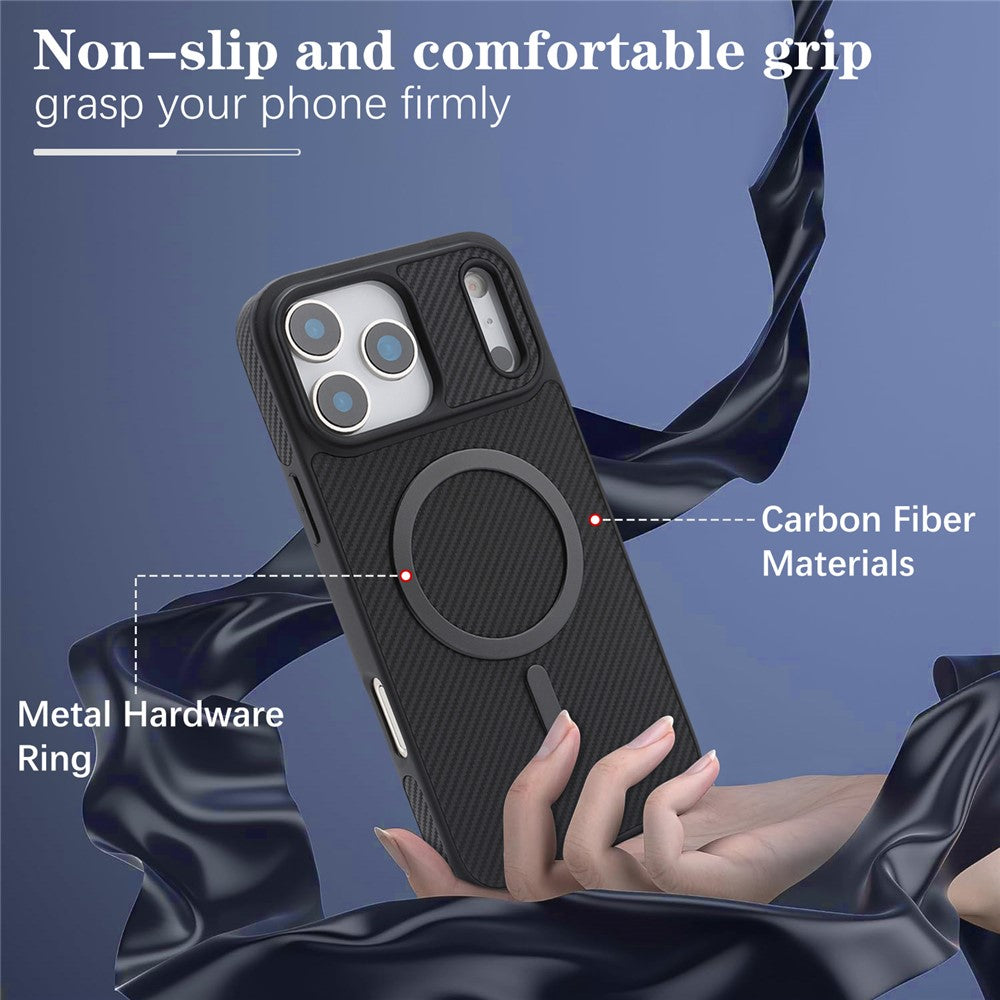 Θήκη MagSafe για Apple iPhone 17 Pro, OEM, Carbon Metal Ring, Μαύρο