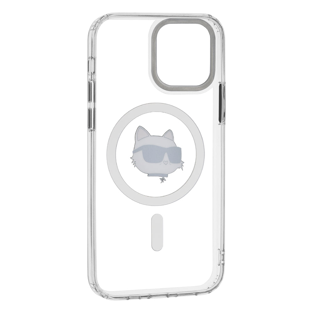 Θήκη MagSafe για Apple iPhone 12 / 12 Pro, Karl Lagerfeld, IML Metal Choupette's Head, Λευκή