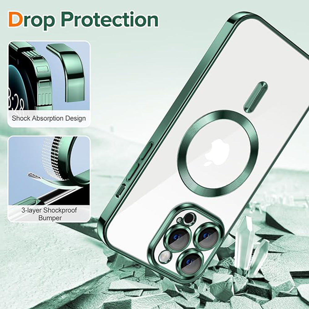 Θήκη MagSafe για Apple iPhone 12 Pro Max, Techsuit, Luxury Crystal, Σκούρο Πράσινο