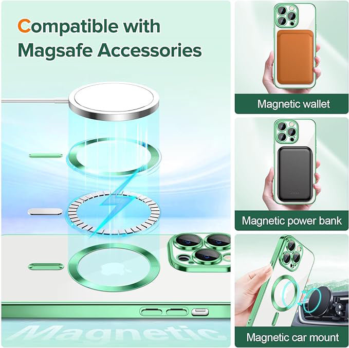 Θήκη MagSafe για Apple iPhone 12 Pro, Techsuit, Luxury Crystal, Ανοιχτό Πράσινο