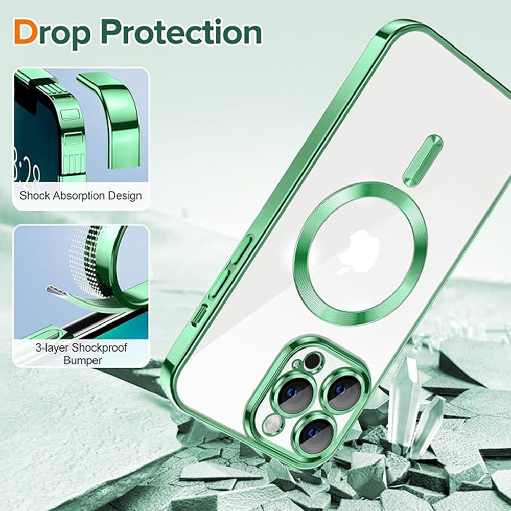 Θήκη MagSafe για Apple iPhone 13 Pro, Techsuit, Luxury Crystal, Ανοιχτό Πράσινο
