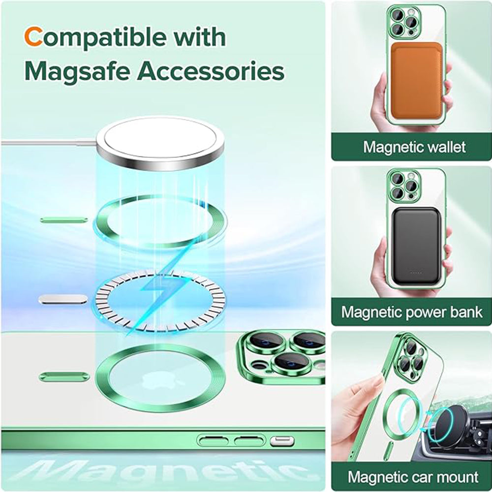 Θήκη MagSafe για Apple iPhone 13 Pro, Techsuit, Luxury Crystal, Ανοιχτό Πράσινο
