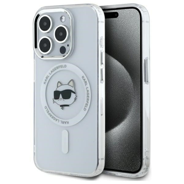 Θήκη MagSafe για Apple iPhone 14 Pro, Karl Lagerfeld, IML Metal Choupette's Head, Λευκή.