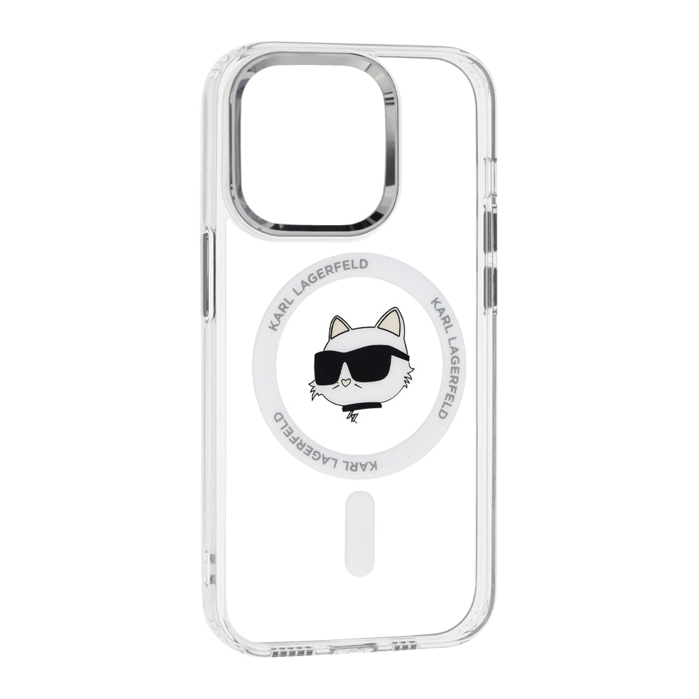 Θήκη MagSafe για Apple iPhone 14 Pro, Karl Lagerfeld, IML Metal Choupette's Head, Λευκή.