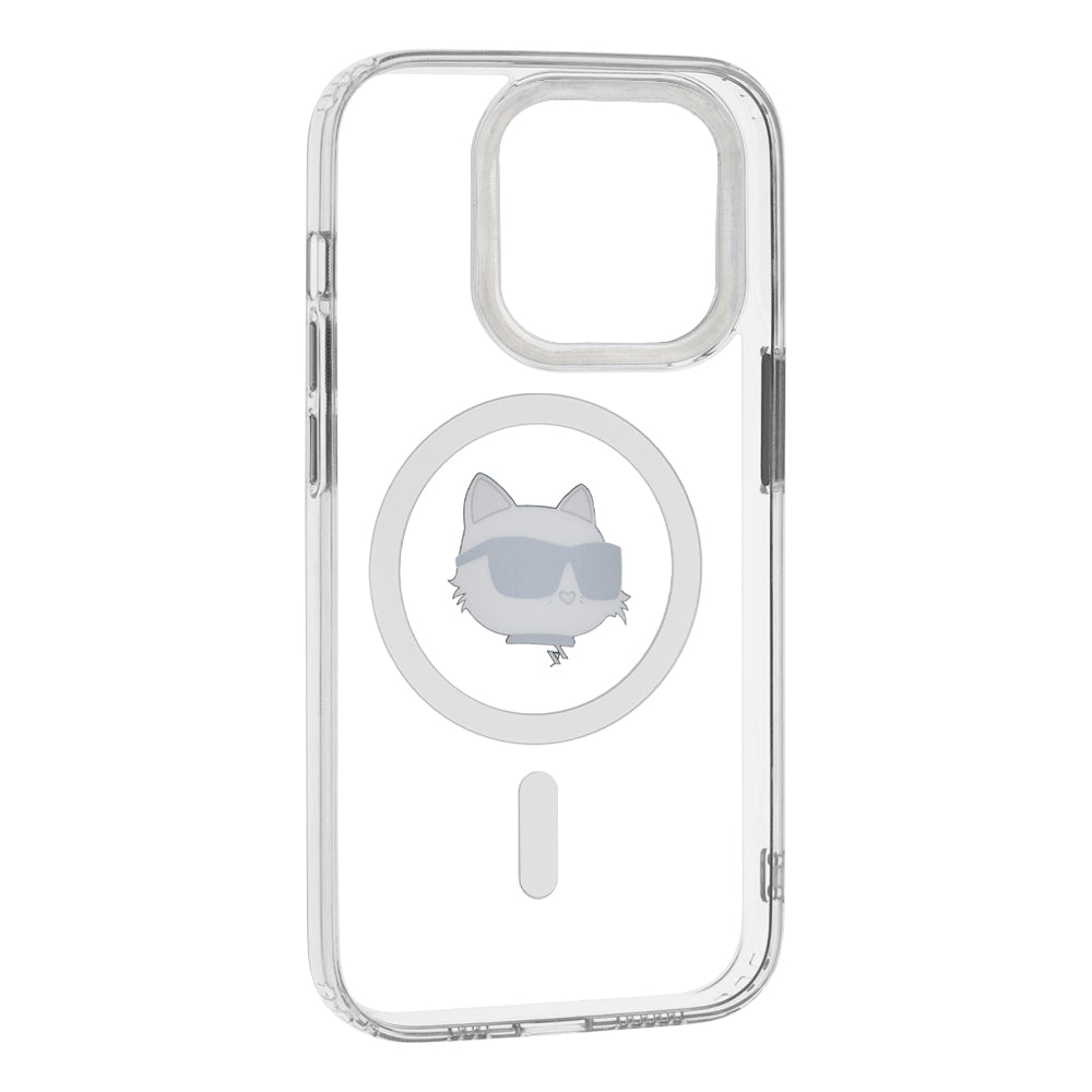 Θήκη MagSafe για Apple iPhone 14 Pro, Karl Lagerfeld, IML Metal Choupette's Head, Λευκή.