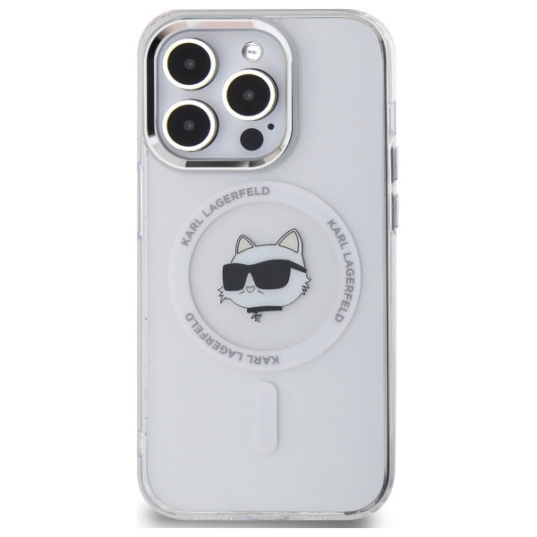 Θήκη MagSafe για Apple iPhone 14 Pro, Karl Lagerfeld, IML Metal Choupette's Head, Λευκή.