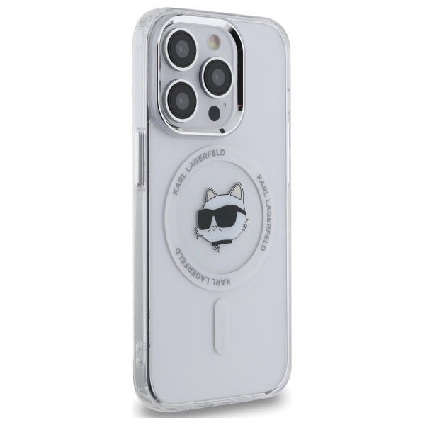 Θήκη MagSafe για Apple iPhone 14 Pro, Karl Lagerfeld, IML Metal Choupette's Head, Λευκή.