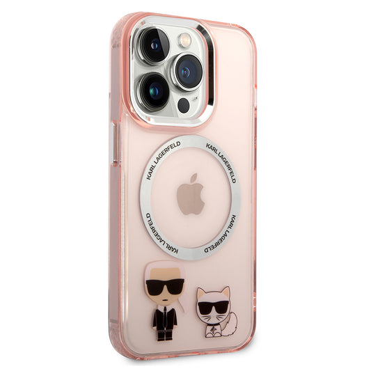 Θήκη MagSafe για Apple iPhone 14 Pro, Karl Lagerfeld, Karl & Choupette Aluminium, Ροζ
