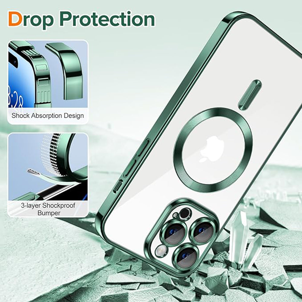Θήκη MagSafe για Apple iPhone 14 Pro Max, Techsuit, Luxury Crystal, Σκούρο Πράσινο