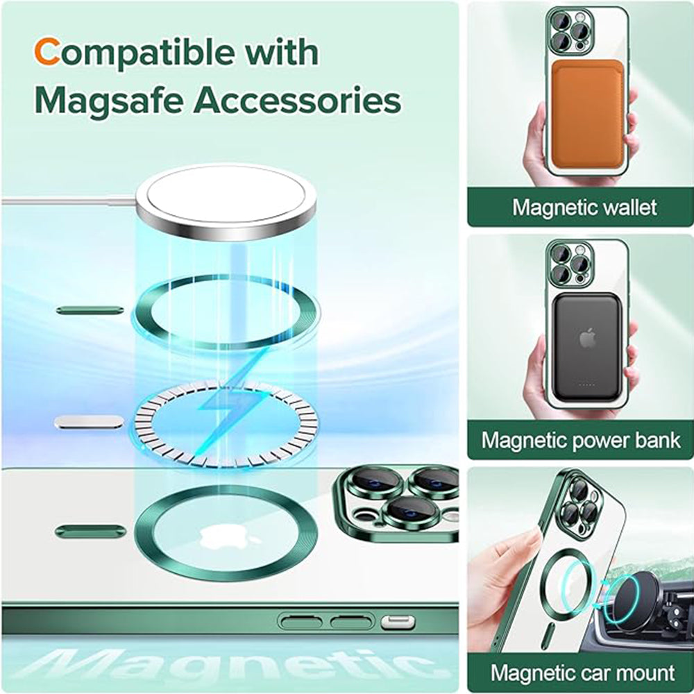 Θήκη MagSafe για Apple iPhone 14 Pro Max, Techsuit, Luxury Crystal, Σκούρο Πράσινο
