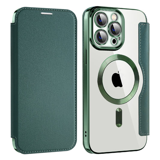 Θήκη MagSafe για Apple iPhone 14 Pro Max, Techsuit, SmartMag Book, Πράσινο