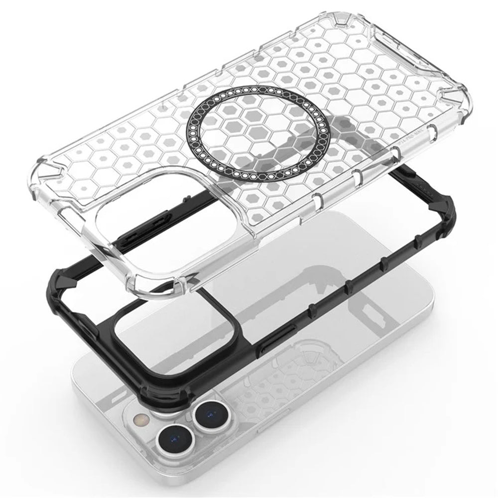 Θήκη MagSafe για Apple iPhone 14 Pro, Techsuit, HoneyComb Shield, Λευκή