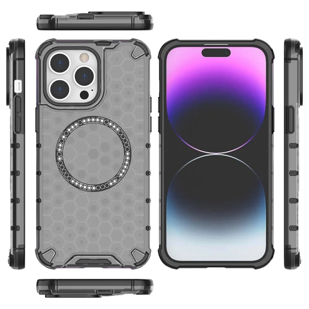 Θήκη MagSafe για Apple iPhone 14 Pro, Techsuit, HoneyComb Shield, Λευκή