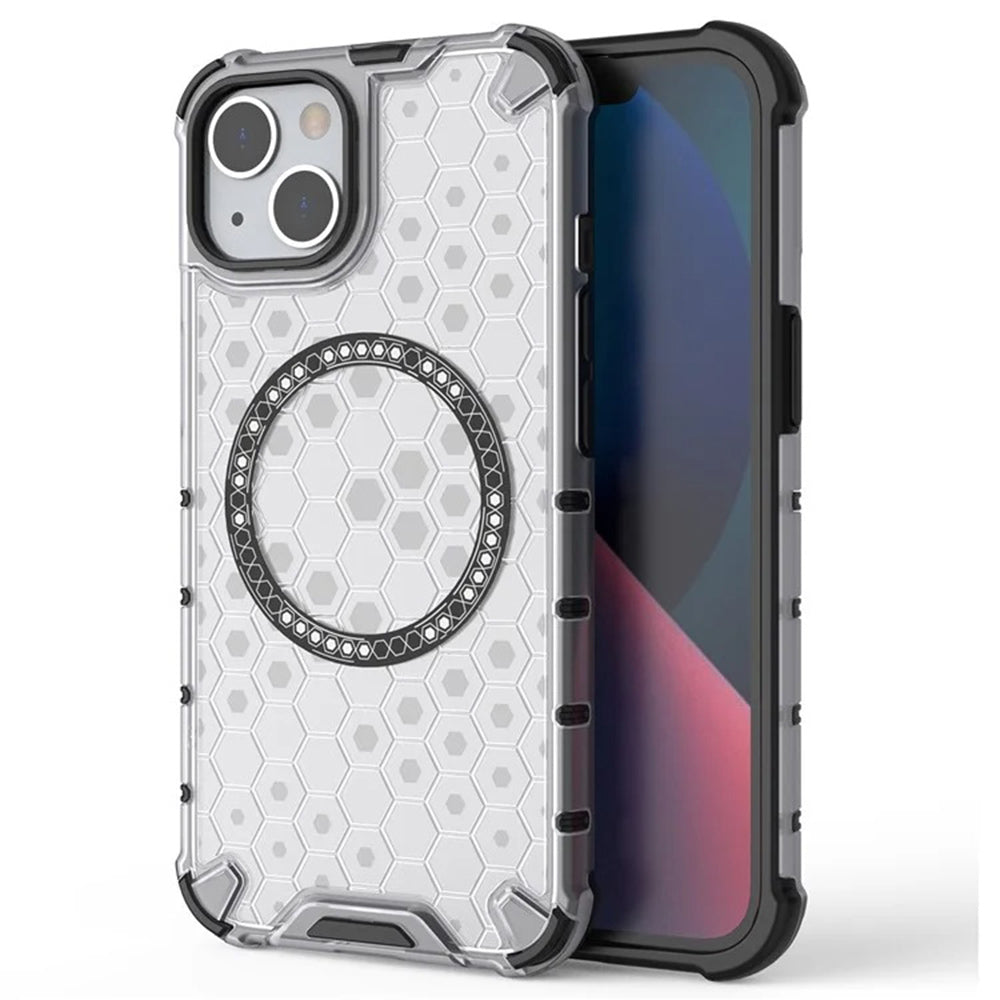 Θήκη MagSafe για Apple iPhone 14, Techsuit, HoneyComb Shield, Λευκή