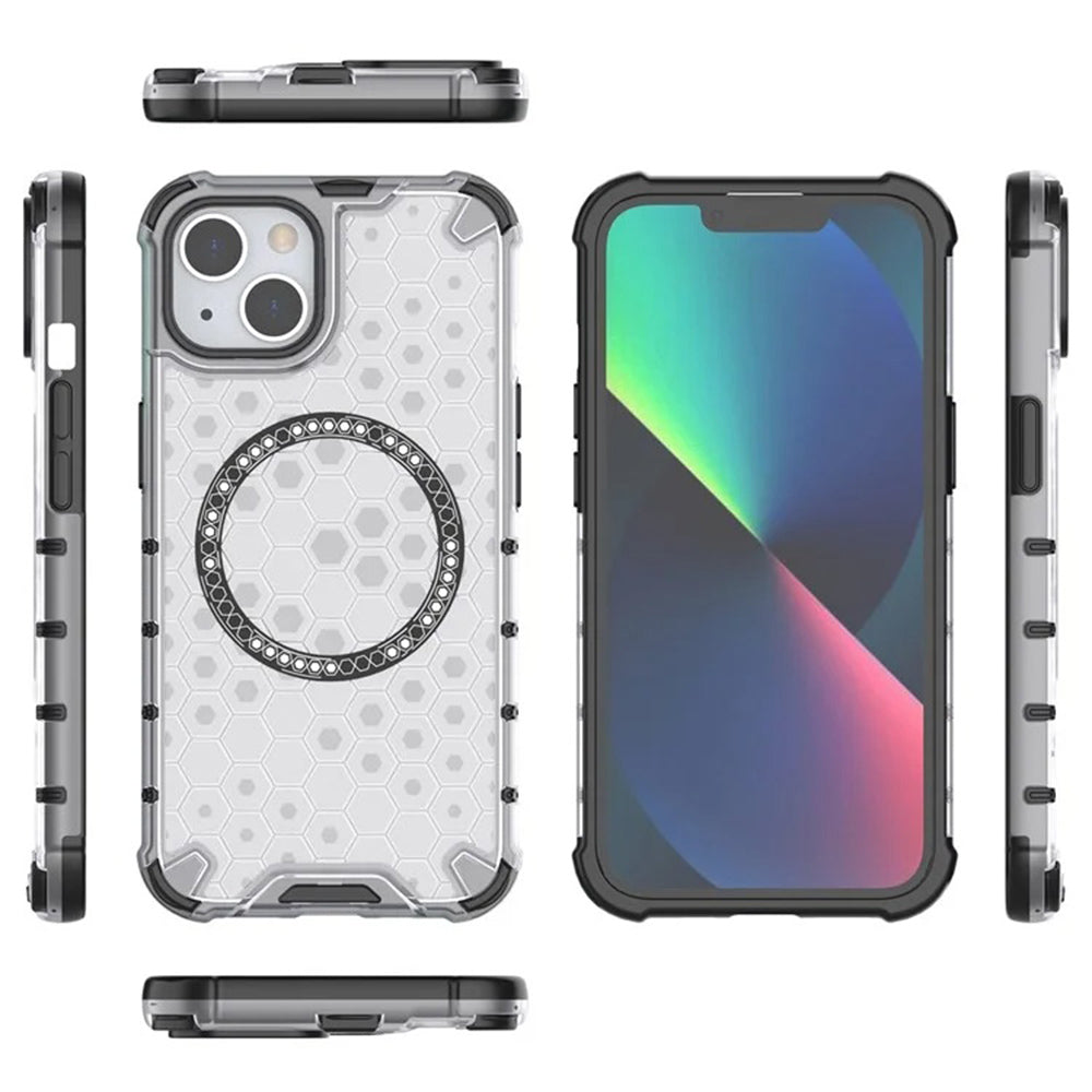 Θήκη MagSafe για Apple iPhone 14, Techsuit, HoneyComb Shield, Λευκή