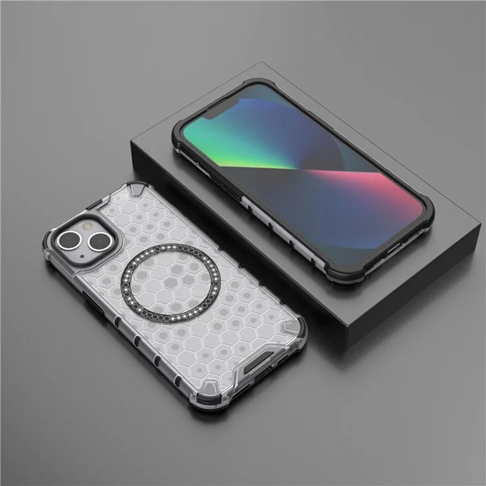 Θήκη MagSafe για Apple iPhone 14, Techsuit, HoneyComb Shield, Λευκή