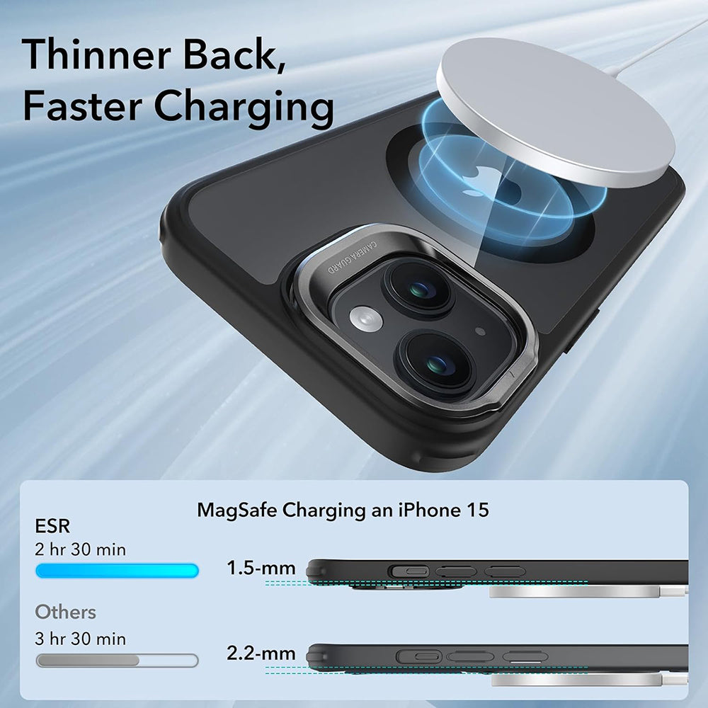 Θήκη MagSafe για Apple iPhone 15, ESR, Classic Hybrid Kickstand, Μαύρη Διαφανής
