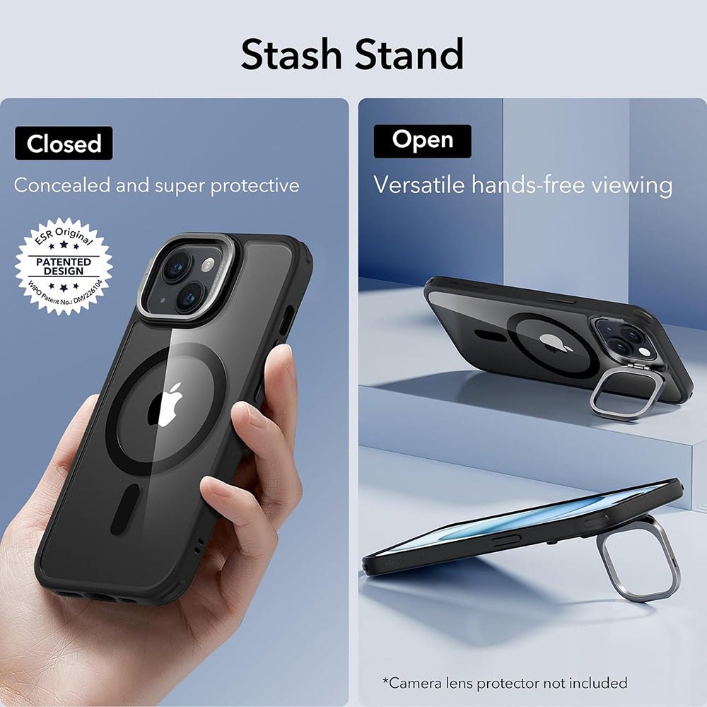 Θήκη MagSafe για Apple iPhone 15, ESR, Classic Hybrid Kickstand, Μαύρη Διαφανής