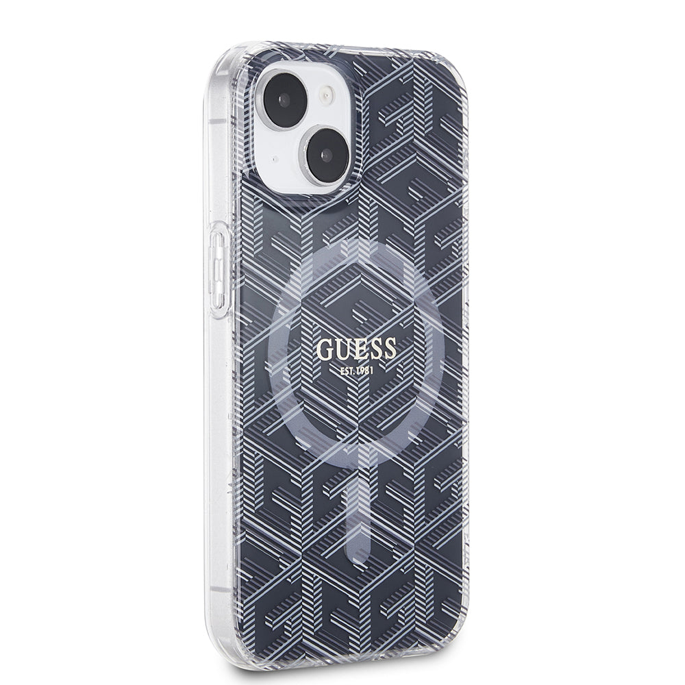 Θήκη MagSafe για Apple iPhone 15, Guess, IML Gcube, Μαύρη