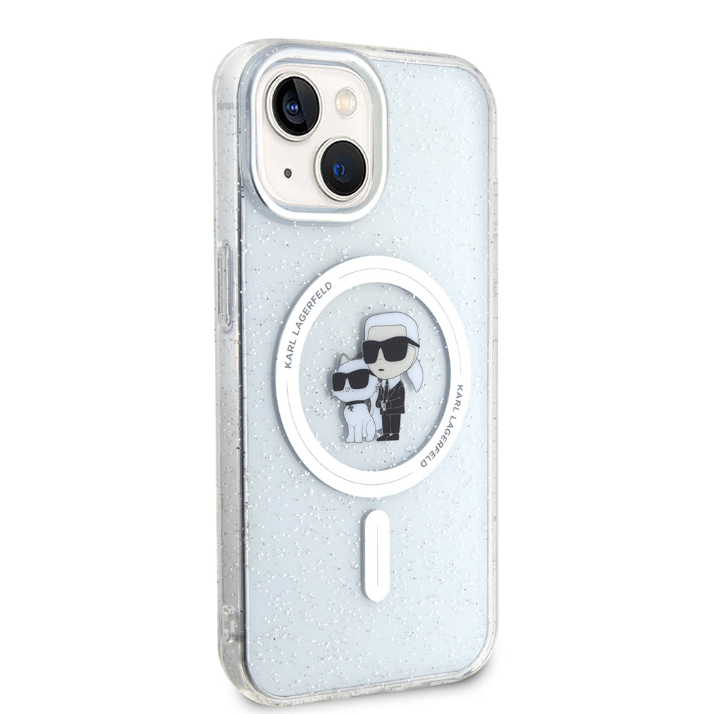 MagSafe Case for Apple iPhone 15, Karl Lagerfeld, Glitter, Transparent