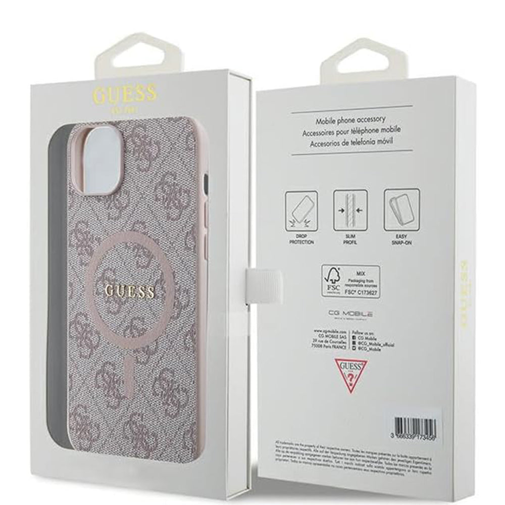 Θήκη MagSafe για Apple iPhone 15 Plus, Guess, 4G Collection, Ροζ