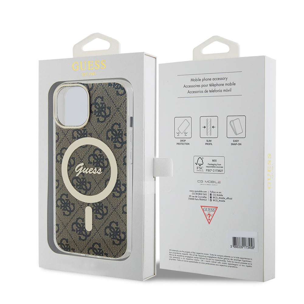 Θήκη MagSafe για Apple iPhone 15 Plus, Guess, IML 4G, Καφέ