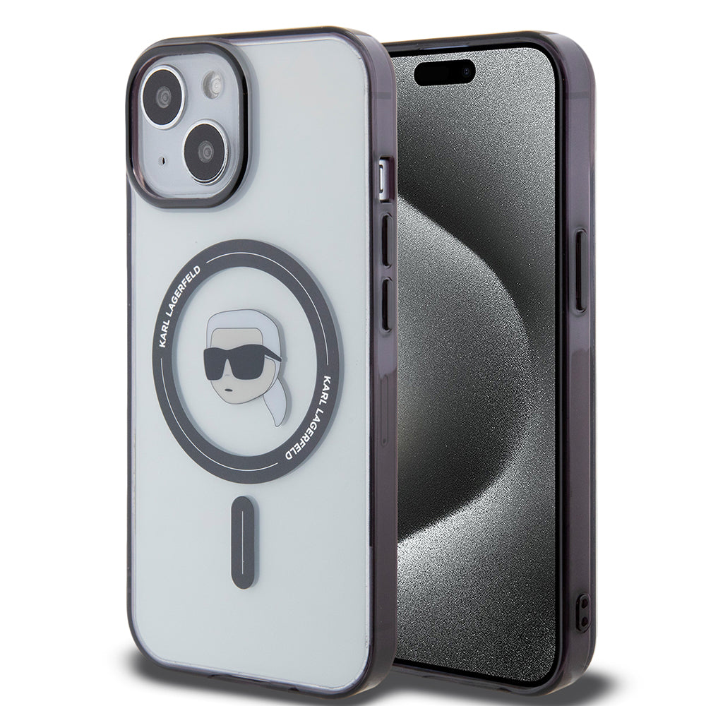 Θήκη MagSafe για Apple iPhone 15 Plus, Karl Lagerfeld, IML Karl's Head, Διάφανη