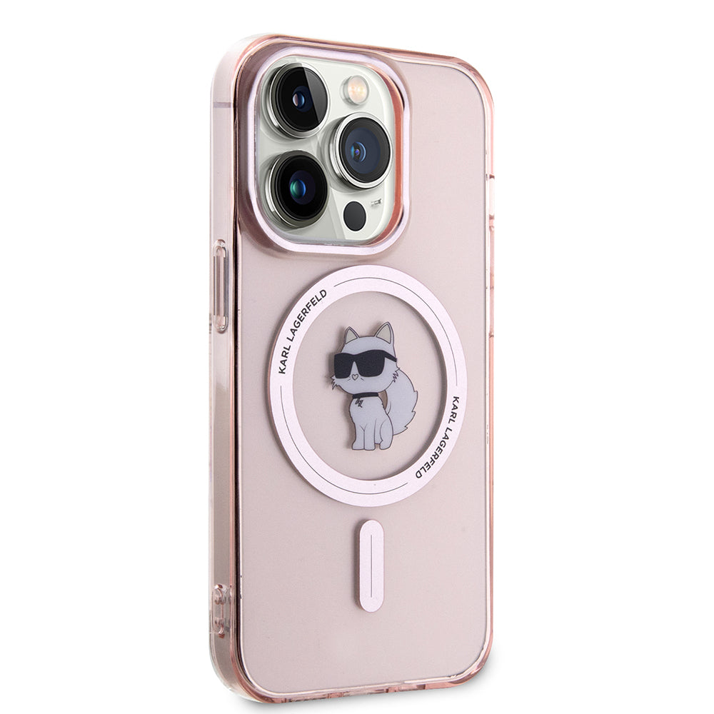 MagSafe Case for Apple iPhone 15 Pro, Karl Lagerfeld, IML Choupette, Pink