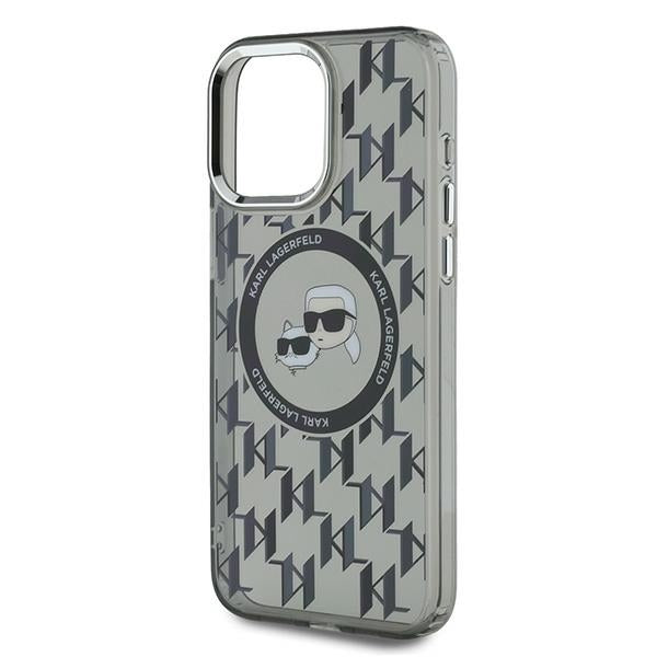 Θήκη MagSafe για Apple iPhone 15 Pro, Karl Lagerfeld, IML Monogram Karl & Choupette's Heads, Μαύρη
