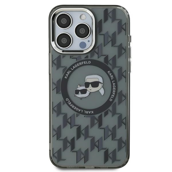 Θήκη MagSafe για Apple iPhone 15 Pro, Karl Lagerfeld, IML Monogram Karl & Choupette's Heads, Μαύρη