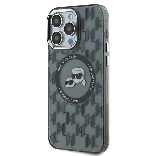 Θήκη MagSafe για Apple iPhone 15 Pro, Karl Lagerfeld, IML Monogram Karl & Choupette's Heads, Μαύρη