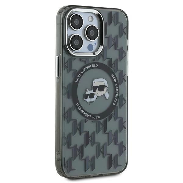 Θήκη MagSafe για Apple iPhone 15 Pro, Karl Lagerfeld, IML Monogram Karl & Choupette's Heads, Μαύρη